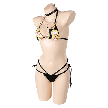 Final Fantasy Tifa Lockhart Women Black Bikini Set Swimsuit Cosplay Costume Outfits Halloween Carnival Suit